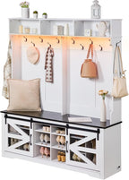 VEVOR Hall Tree Entryway Bench, LED Coat Rack - Image 9