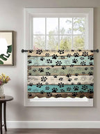 Sheer Curtains 45 Inch Length, Sage Green Brown Paw Prints Semi Sheer Curtains - Image 2