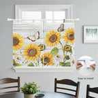 Yellow Sunflowers Bedroom Curtains 63 Inch Length, Window Curtains Tab Top - Image 4