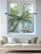 Sheer Curtains 54 Inch Length, Coastal Beach Tree Semi Sheer Curtains Light - Image 4