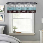 Laundry Rules Valances for Windows, Retro Blue White Wood Board Grain Kitchen - Image 3