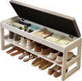 AQIMUELE Shoe Bench with Storage, Wooden 2 Tiers with Flip-Top