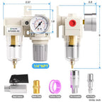 TAILONZ PNEUMATIC 1/4 Inch NPT 2 in 1 Air Filter Pressure Regulator Combo - Image 2
