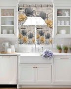 Vintage Tulip Swag Kitchen Curtains Valance and Tier Set, Farmhouse Retro Blue - Image 4