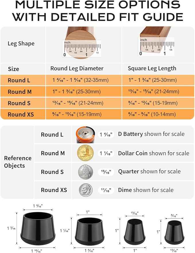 24 PCS Silicone & Felt Chair Leg Floor Protectors