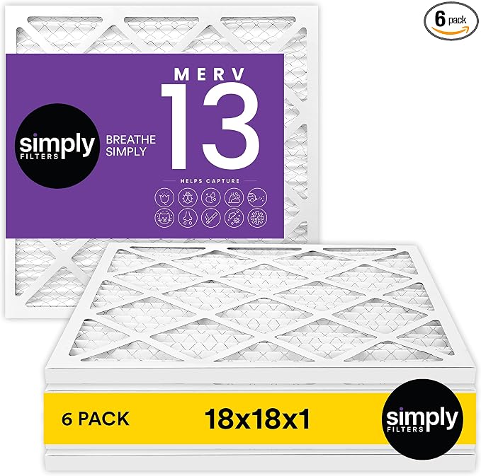 Simply 18x18x1 Air Filter, MERV 13, 6 Pack, by SimplyFilters