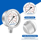 MEASUREMAN Fully Stainless Steel Hydraulic Glycerin Filled Pressure Gauge - Image 4