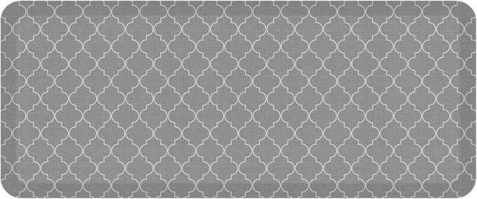 GelPro Anti-Fatigue Designer Comfort Kitchen Floor Mat, Trellis Grey Stain