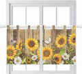 Farmhouse Sunflowers Kitchen Curtains 36 Inch Length, Small Window Curtains Tab by Unknown