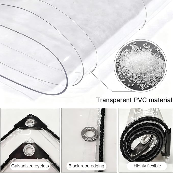 Transparent Tarpaulin Side Panels, Outdoor Clear Tarp Curtains - Image 3