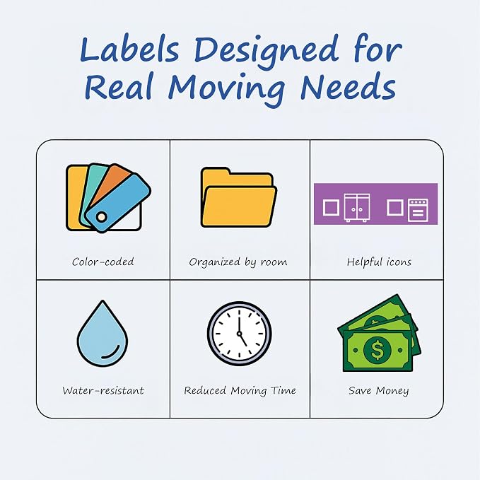 750 Moving Labels for 4 Bedroom Home — Color-Coded Room Stickers & Fragile - Image 6