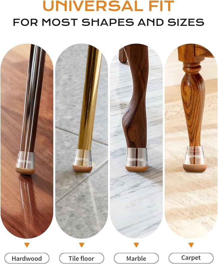 24 PCS Silicone & Felt Chair Leg Floor Protectors