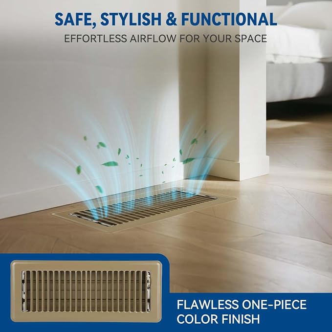 4" x 12" Floor Register Vent Covers 6-Pack, Walkable Powder-Coated Metal Vent - Image 2