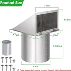 6 Inch Hooded Wall Vent with Screen and Damper, 6 Inch Exhaust Vent Cover Cap - Image 2