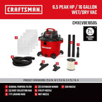 CRAFTSMAN CMXEVBE18595 16 Gallon 6.5 Peak HP Wet Dry Vac, Heavy-Duty Shop - Image 3
