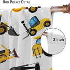 Kids Construction Equipment Window Curtains, Excavator Tractor Tow Truck Rod - Image 6