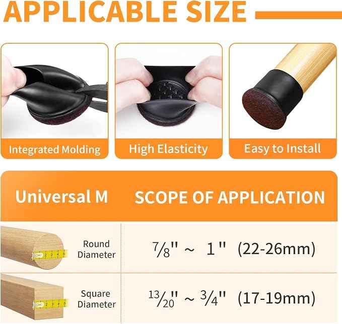 Ezprotekt 24 Pcs Round Silicone Chair Leg Floor Protectors