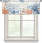 Ocean Corals Sheer Valance Curtains, Summer Beach Coral Sea Stars Light by Houseown
