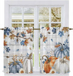 Thanksgiving Pumpkin Kitchen Tier Curtains 45 Inch Long 2 Panel Set, Rod Pocket - Image 2