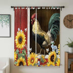 Chicken Sunflowers Living Room Curtains 96 Inch Length, Window Curtains Tab Top - Image 2