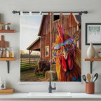 Farm Rooster Bathroom Curtains 63 Inch Length, Window Curtains Tab Top - Image 3