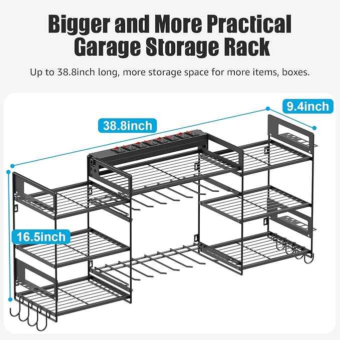 CCCEI Black Power Tool Organizer Wall Mount, Large Tools and Battery Storage