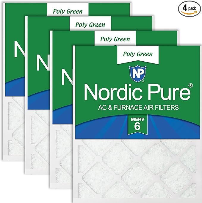 Nordic Pure 16x25x1 Poly Green MERV 6 AC Furnace Air Filters – Reduces Dust by NordicPure
