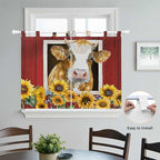 Cows Sunflowers Bedroom Curtains 63 Inch Length, Window Curtains Tab Top - Image 4