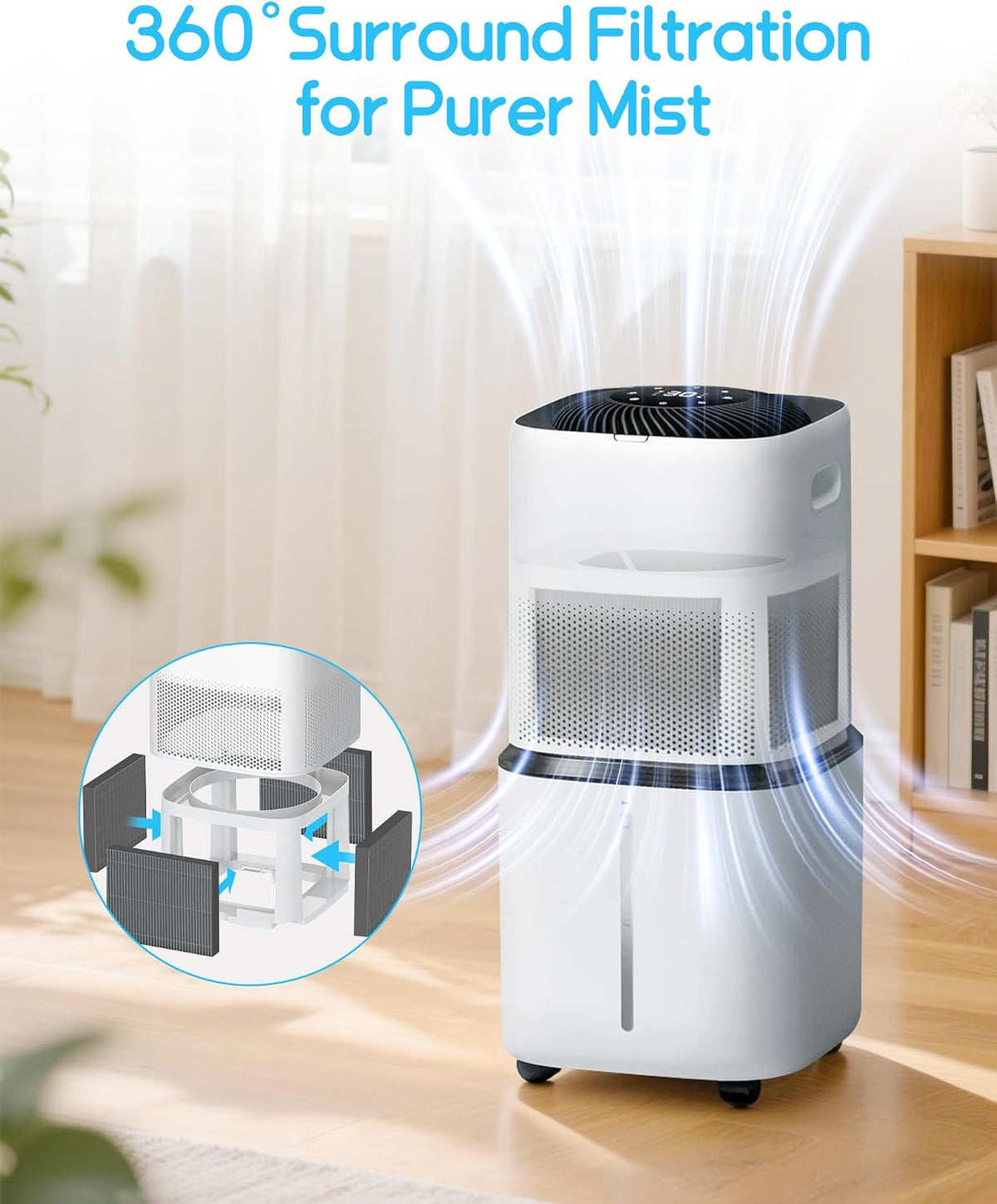 6000S Humidifier Filter Replacement for LEVOIT, 8 Gray Wick + 8 Sponge