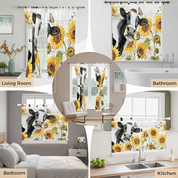 Retro Farmhouse Floral Living Room Curtains 84 Inch Length, Window Curtains Tab - Image 7