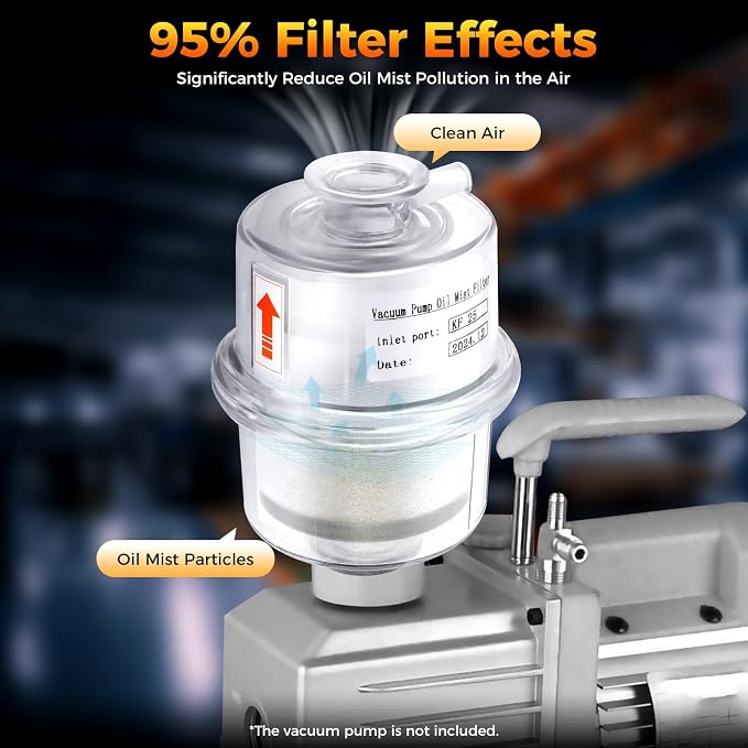 KF25 Oil Mist Filter, Vacuum Pump Fume Separator Exhaust Filter, Interface - Image 2