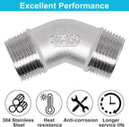 45 Degree Elbow 2PCS, 3/4" NPT Male X 3/4" NPT Male 304 Stainless Steel Pipe - Image 3