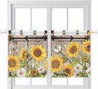Farmhouse Sunflowers Kitchen Curtains 36 Inch Length, Small Window Curtains Tab by Unknown
