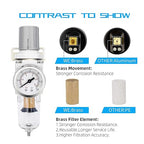 NANPU 1/4" NPT Compressed Air Filter Regulator Combo Piggyback, 5 Micron Brass - Image 5