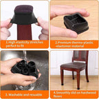 Ezprotekt 24 Pcs Black Square Chair Leg Floor Protectors