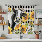 Retro Sunflowers Living Room Curtains 84 Inch Length, Window Curtains Tab Top - Image 3