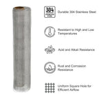 PATIKIL 40" L x 10" W Woven Wire Mesh, 14 Mesh 304 Stainless Steel Air Vent - Image 3