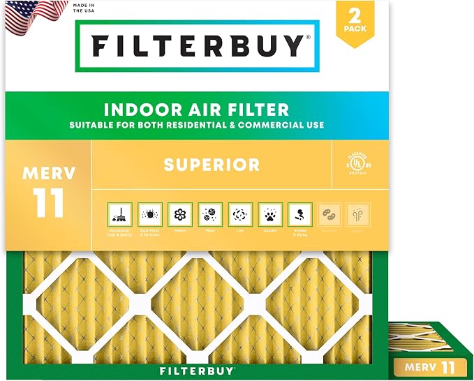 Filterbuy 15x15x1 Air Filter MERV 11 Superior Pet & Allergy Defense, by Filterbuy