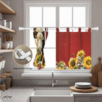 Sheep Flowers Kitchen Curtains 36 Inch Length, Small Window Curtains Tab Top - Image 5