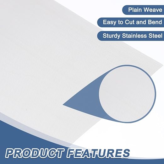 uxcell 250 Mesh 118" x 10" Woven Wire Mesh, 316 Stainless Steel Air Vent Filter - Image 3