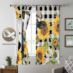 Retro Sunflowers Living Room Curtains 84 Inch Length, Window Curtains Tab Top - Image 5