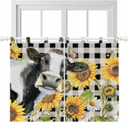 Retro Sunflowers Kitchen Curtains 45 Inch Length, Short Cafe Window Curtains by Unknown