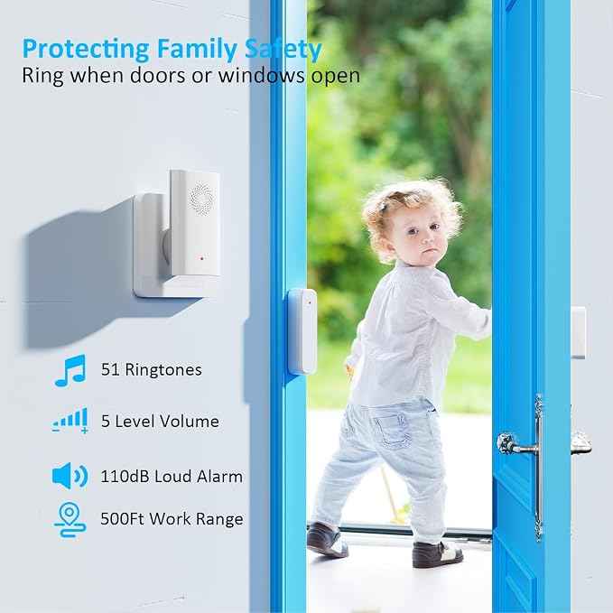 Wireless Door Sensor Chime, Door Open Alarm When Entry Business/Office/Store