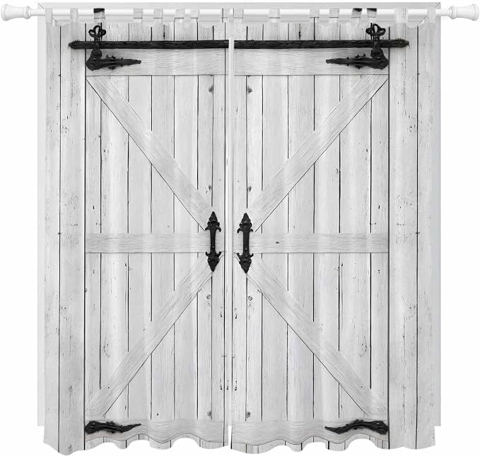 Farmhouse Wood Grain Living Room Curtains 96 Inch Length, Window Curtains Tab by Unknown