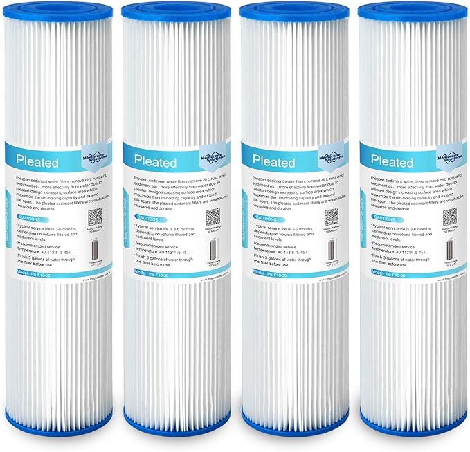 Membrane Solutions 50 Micron Pleated Polyester Sediment Water Filter 10"x2.5" by MembraneSolutions