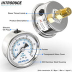 MEANLIN MEASURE 0~15Psi Dry Low Pressure Gauge Stainless Steel 1/4" NPT 2" FACE - Image 4