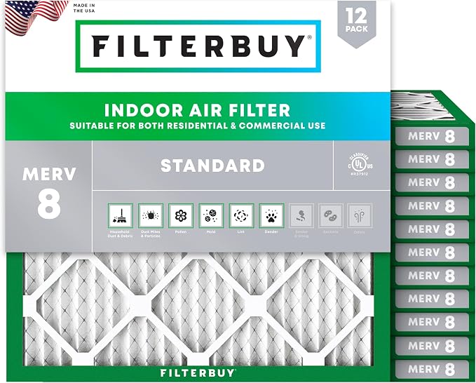 Filterbuy 19x19x1 Air Filter MERV 8 Essential Dust & Allergy Defense, by Filterbuy