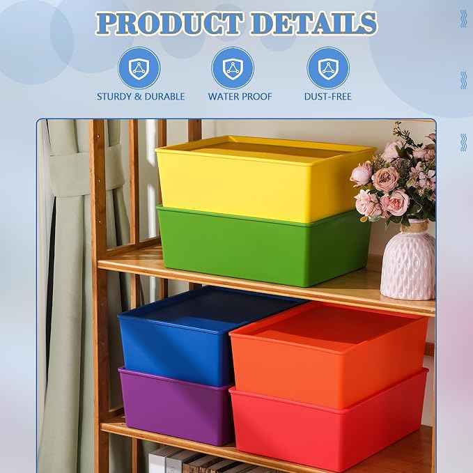Menkxi 6 Pcs Large Plastic Storage Bins