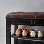 Shoe Storage Bench with Cushion, Entry Bench with Storage Solid Wood Shoe Bench - Image 7