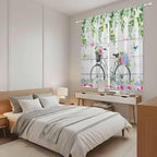 Spring Kitchen Curtains, Bicycles Botanical Rose Leaves Butterfly Wood Grain - Image 4